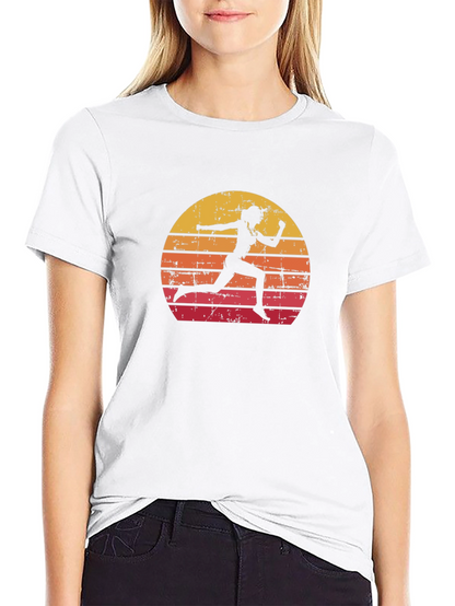 Retro Runner Graphic Tee - Sunset Silhouette