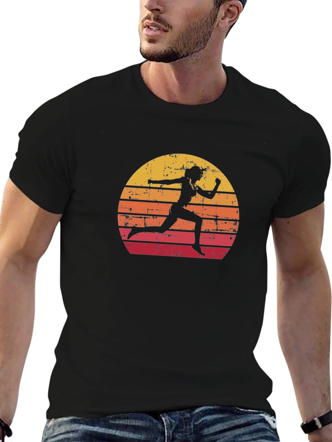 Retro Runner Graphic Tee - Sunset Silhouette