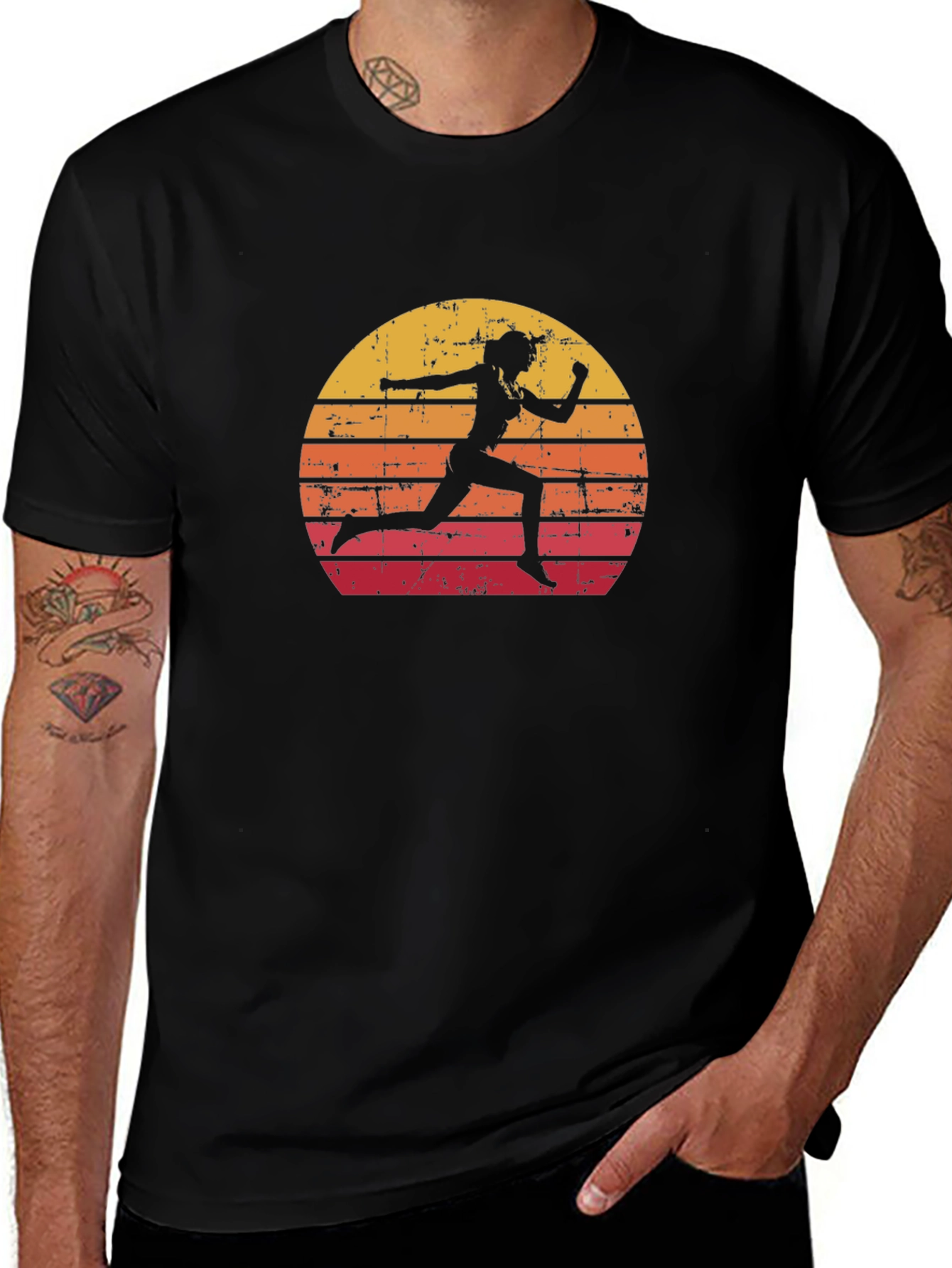 Retro Runner Graphic Tee - Sunset Silhouette
