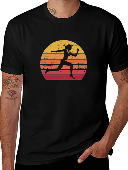 Retro Runner Graphic Tee - Sunset Silhouette