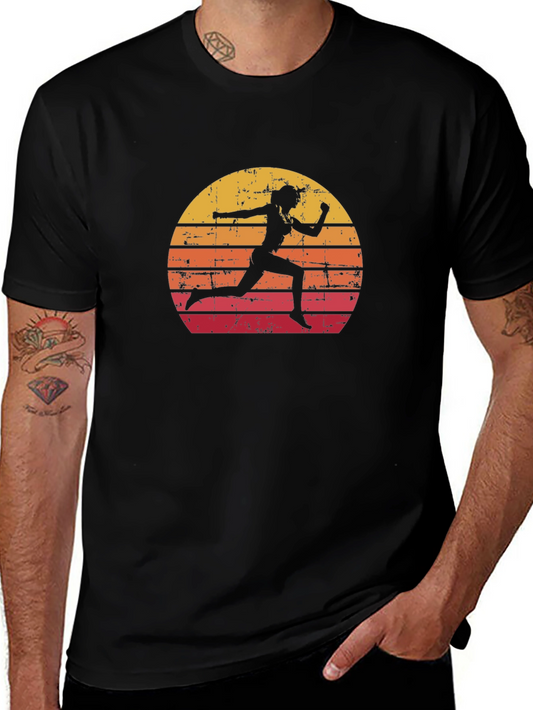 Retro Runner Graphic Tee - Sunset Silhouette