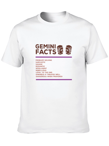 Gemini Facts Graphic T-Shirt - Zodiac Sign Tee