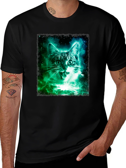Galaxy Cat Graphic Tee - Mens Black T-Shirt