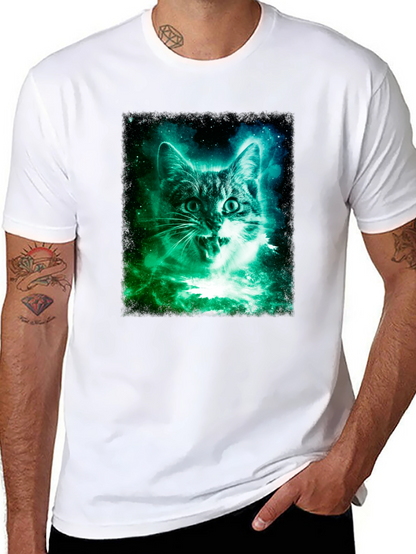 Galaxy Cat Graphic Tee - Mens Black T-Shirt