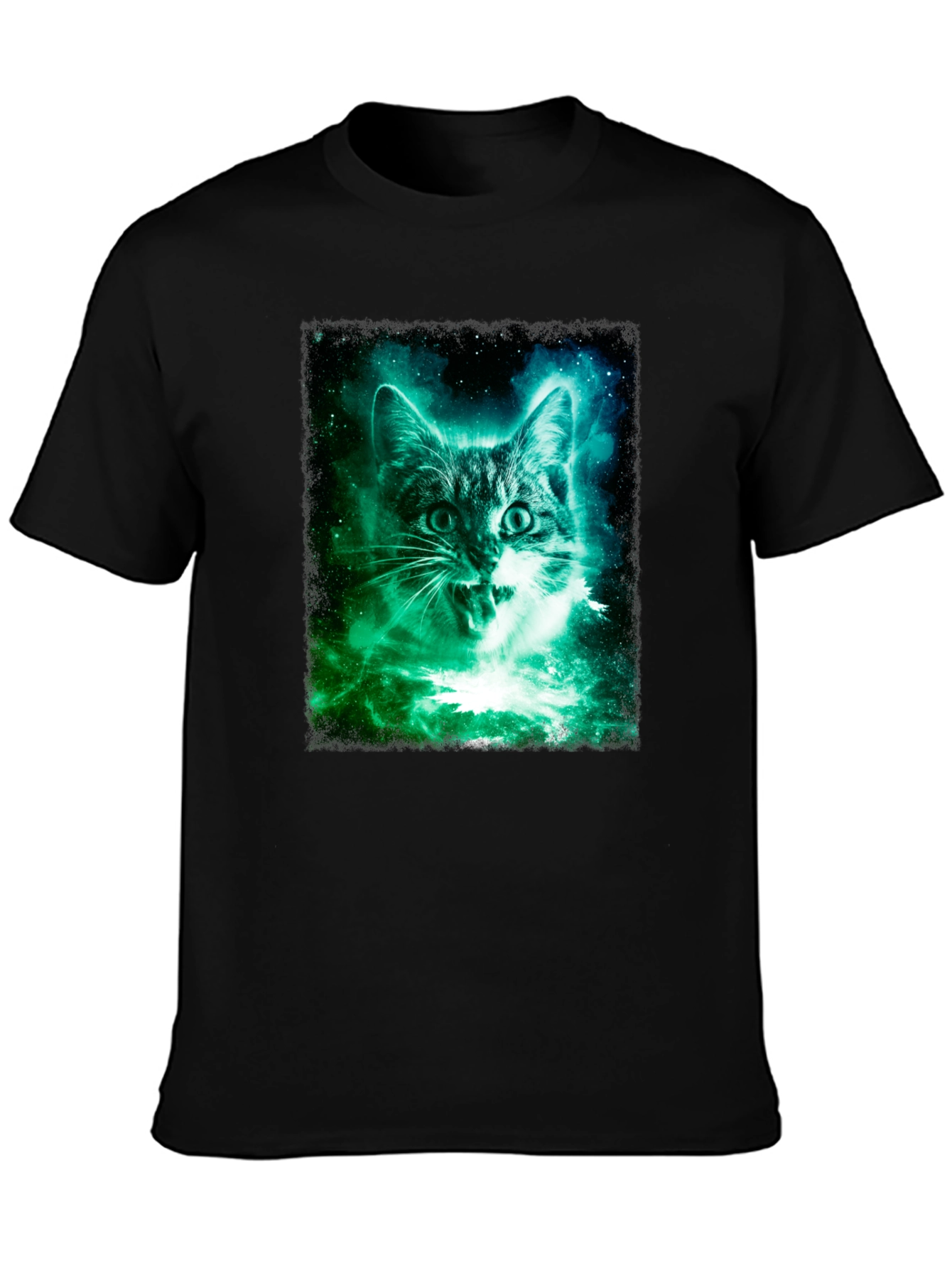 Galaxy Cat Graphic Tee - Mens Black T-Shirt