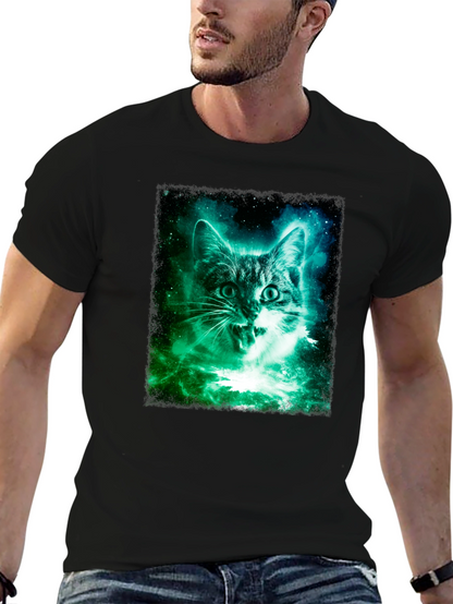 Galaxy Cat Graphic Tee - Mens Black T-Shirt