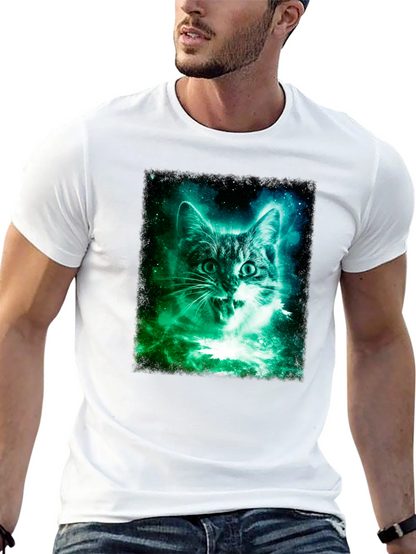 Galaxy Cat Graphic Tee - Mens Black T-Shirt