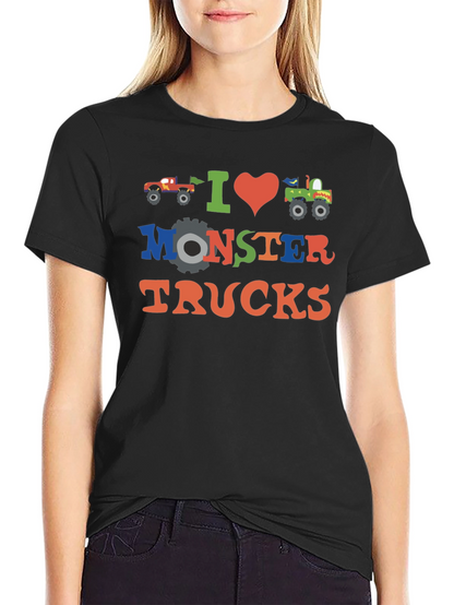 I Love Monster Trucks T-Shirt - Fun Graphic Tee