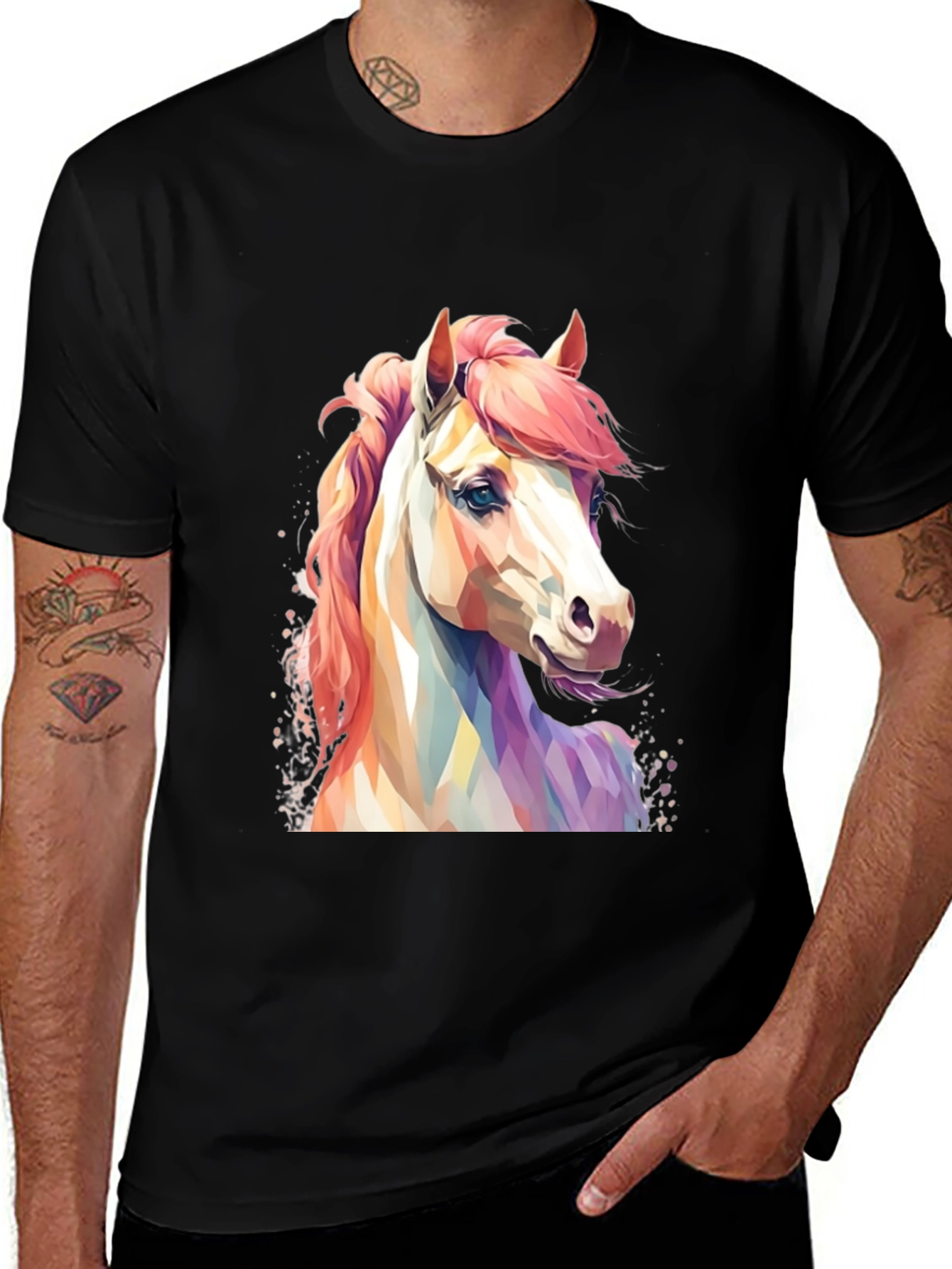Horse Graphic T-Shirt - Mens Black Tee