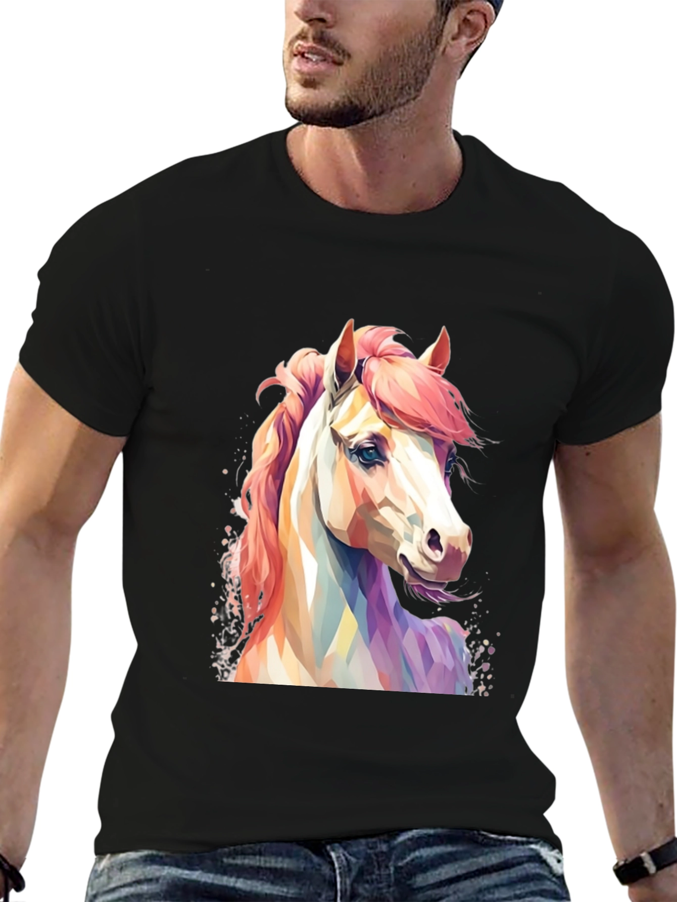 Horse Graphic T-Shirt - Mens Black Tee