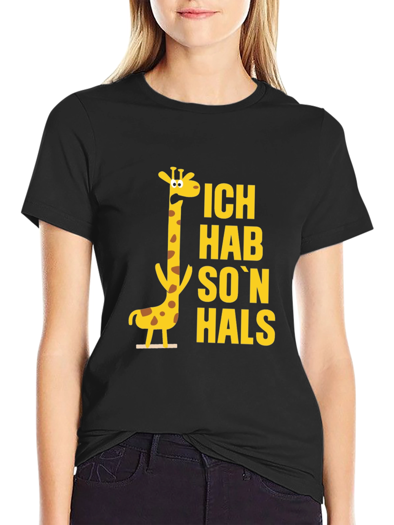 Ich Hab Son Hals Giraffe Black T-Shirt