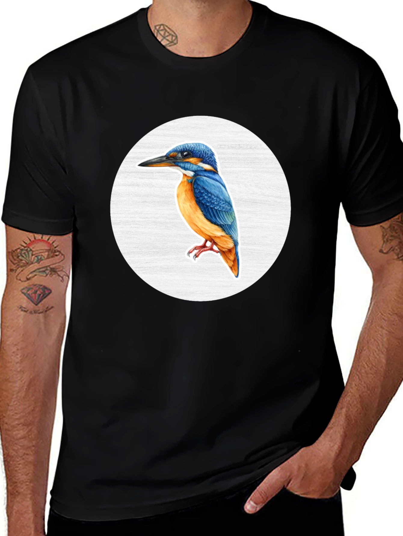 Kingfisher Bird Graphic Tee - Unisex Black T-Shirt