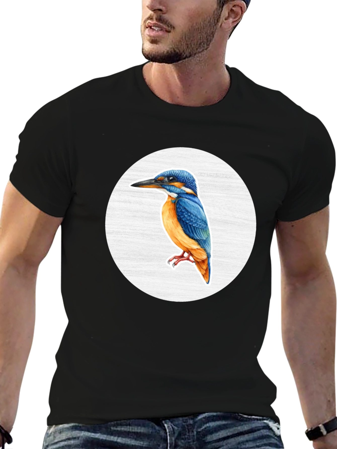 Kingfisher Bird Graphic Tee - Unisex Black T-Shirt