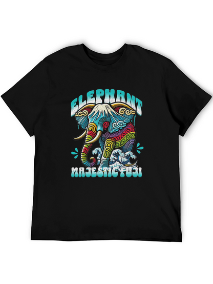Elephant Majestic Fuji T-Shirt - Artistic Graphic Tee