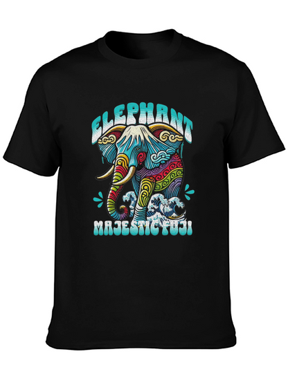 Elephant Majestic Fuji T-Shirt - Artistic Graphic Tee