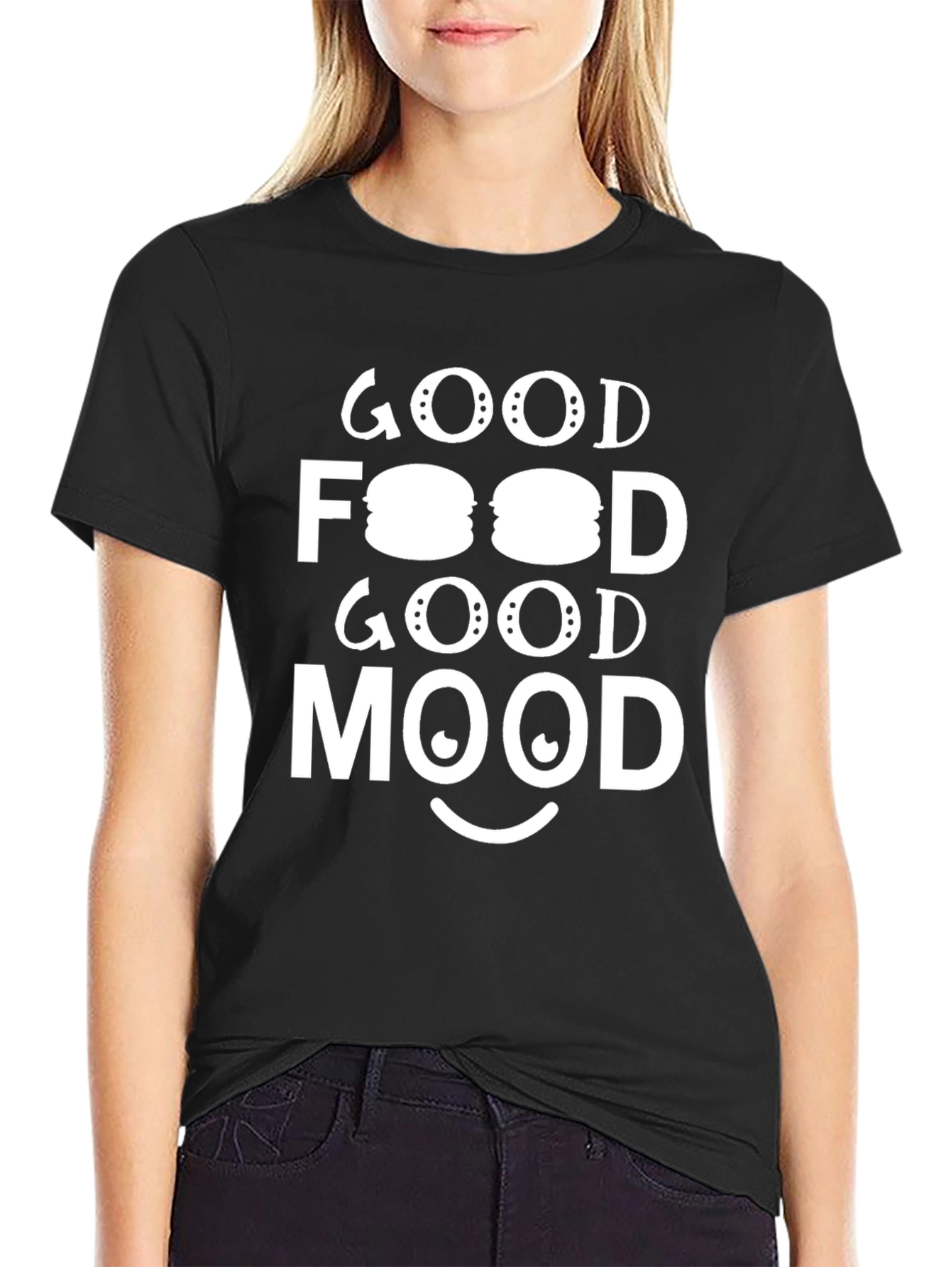 Good Food Good Mood Graphic Tee - Black