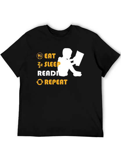 Eat Sleep Read Repeat Black Graphic Tee