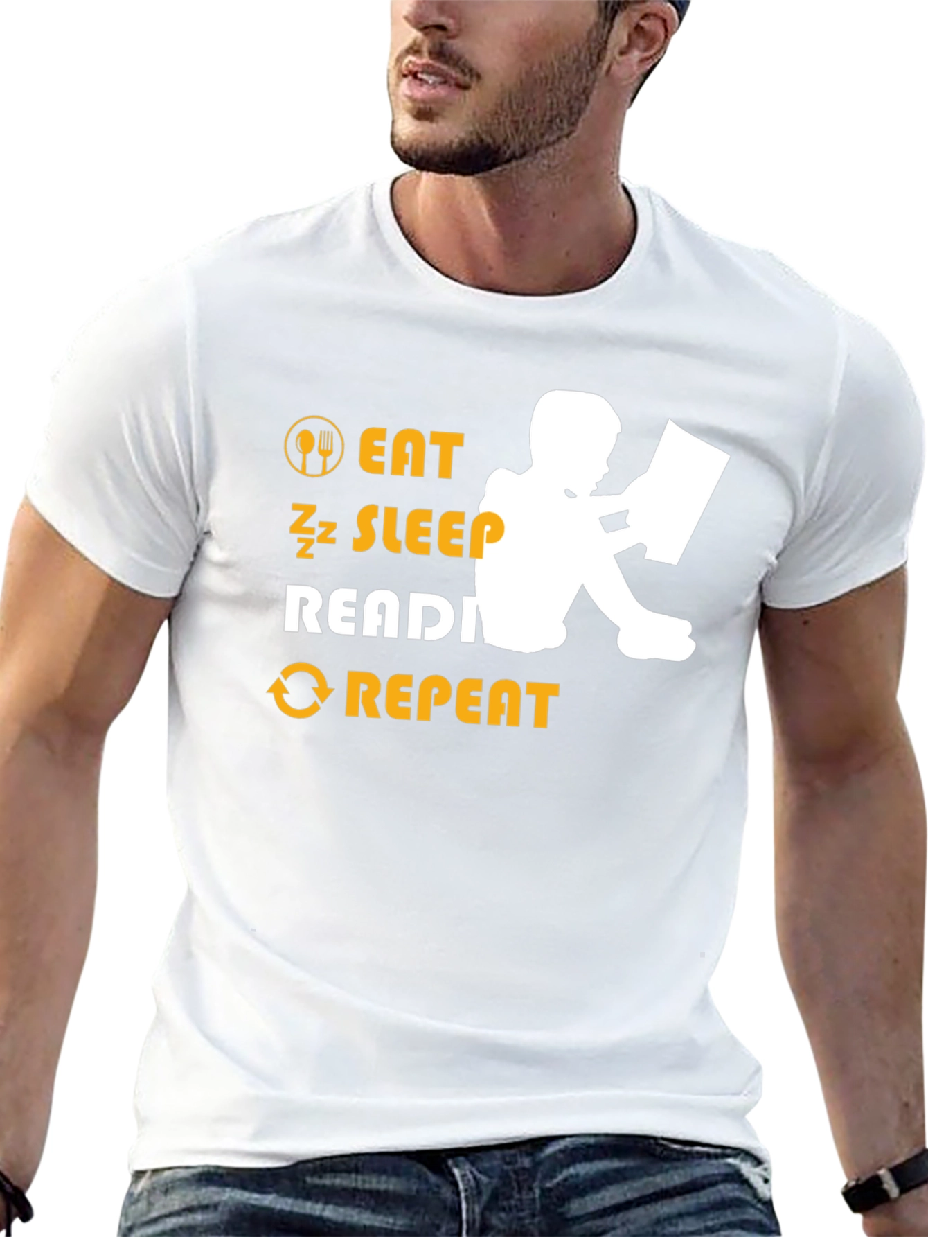 Eat Sleep Read Repeat Black Graphic Tee