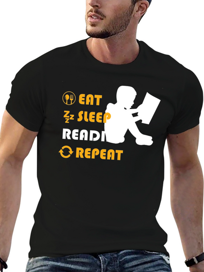 Eat Sleep Read Repeat Black Graphic Tee