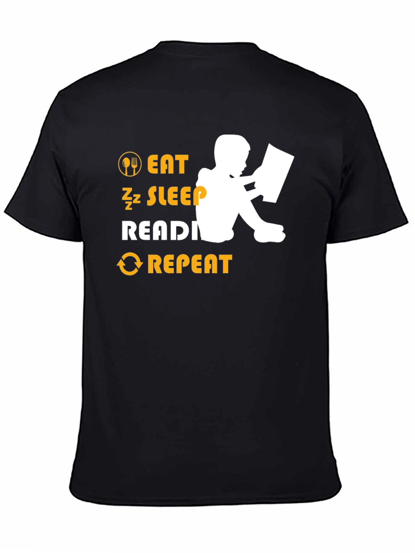 Eat Sleep Read Repeat Black Graphic Tee