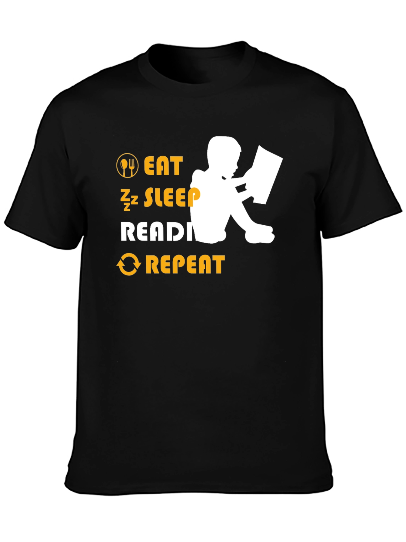 Eat Sleep Read Repeat Black Graphic Tee
