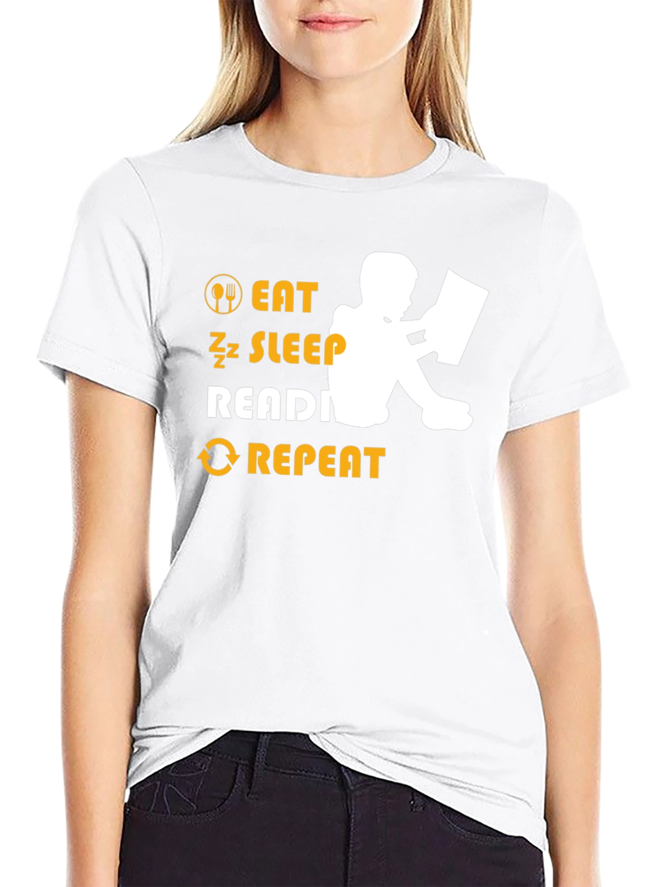 Eat Sleep Read Repeat Black Graphic Tee