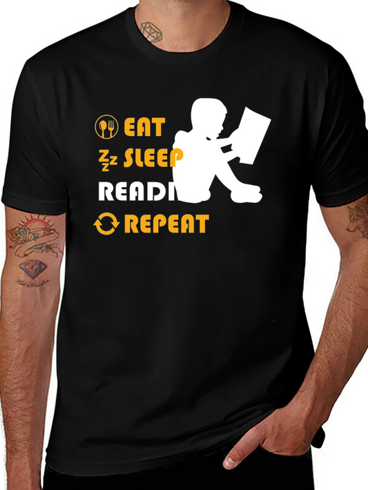 Eat Sleep Read Repeat Black Graphic Tee