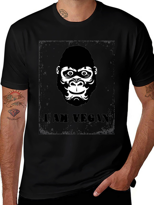 I am Vegan Gorilla T-Shirt - Black Cotton Tee