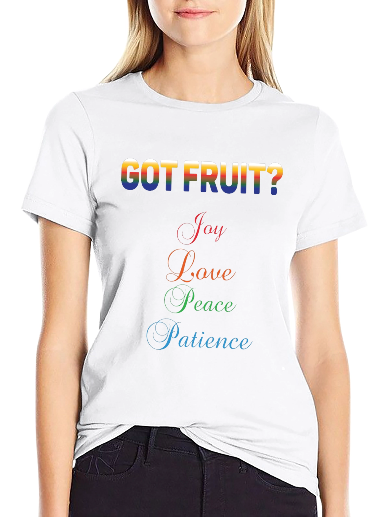 Got Fruit? Graphic T-Shirt - Joy Love Peace Patience