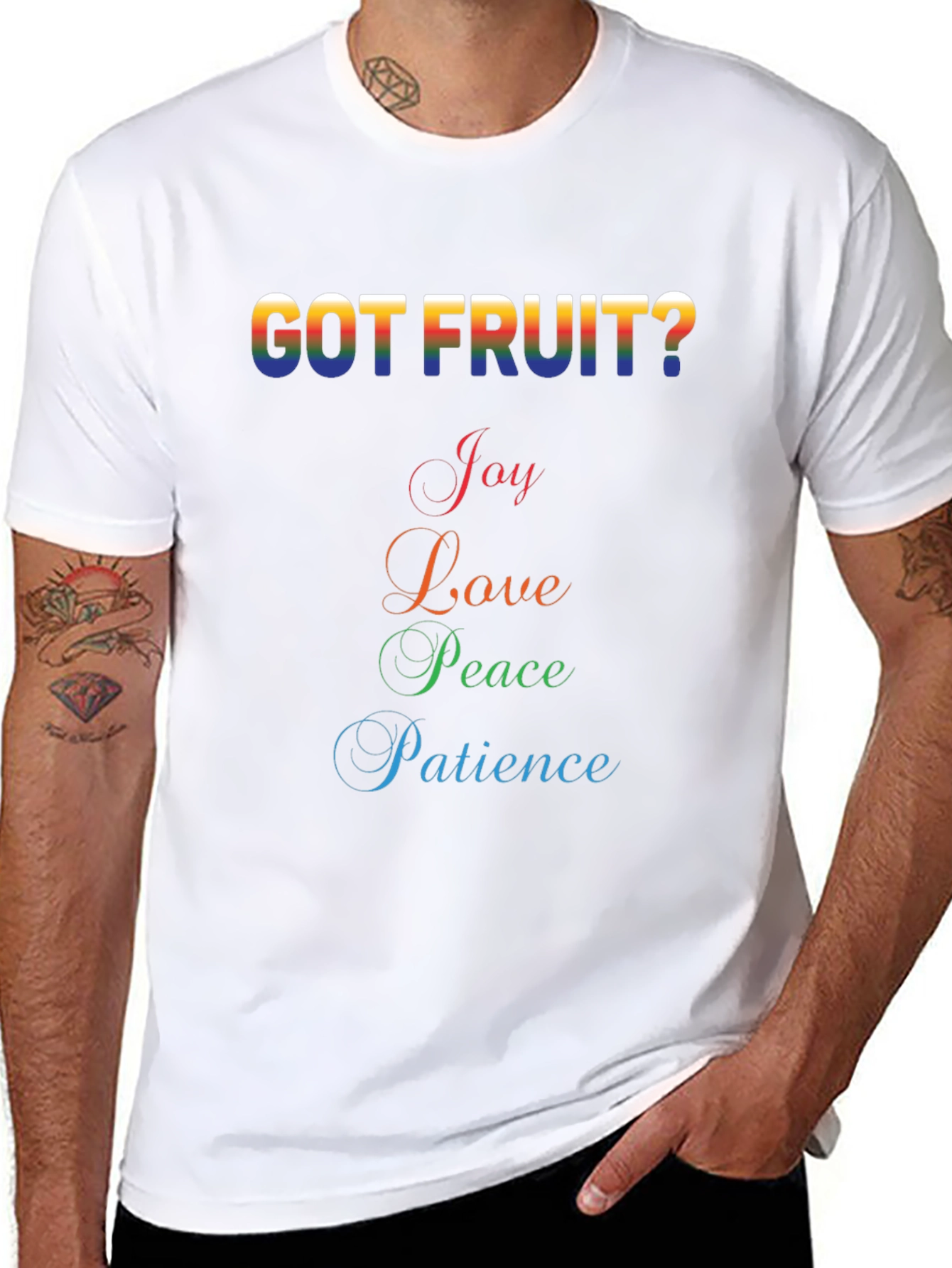 Got Fruit? Graphic T-Shirt - Joy Love Peace Patience
