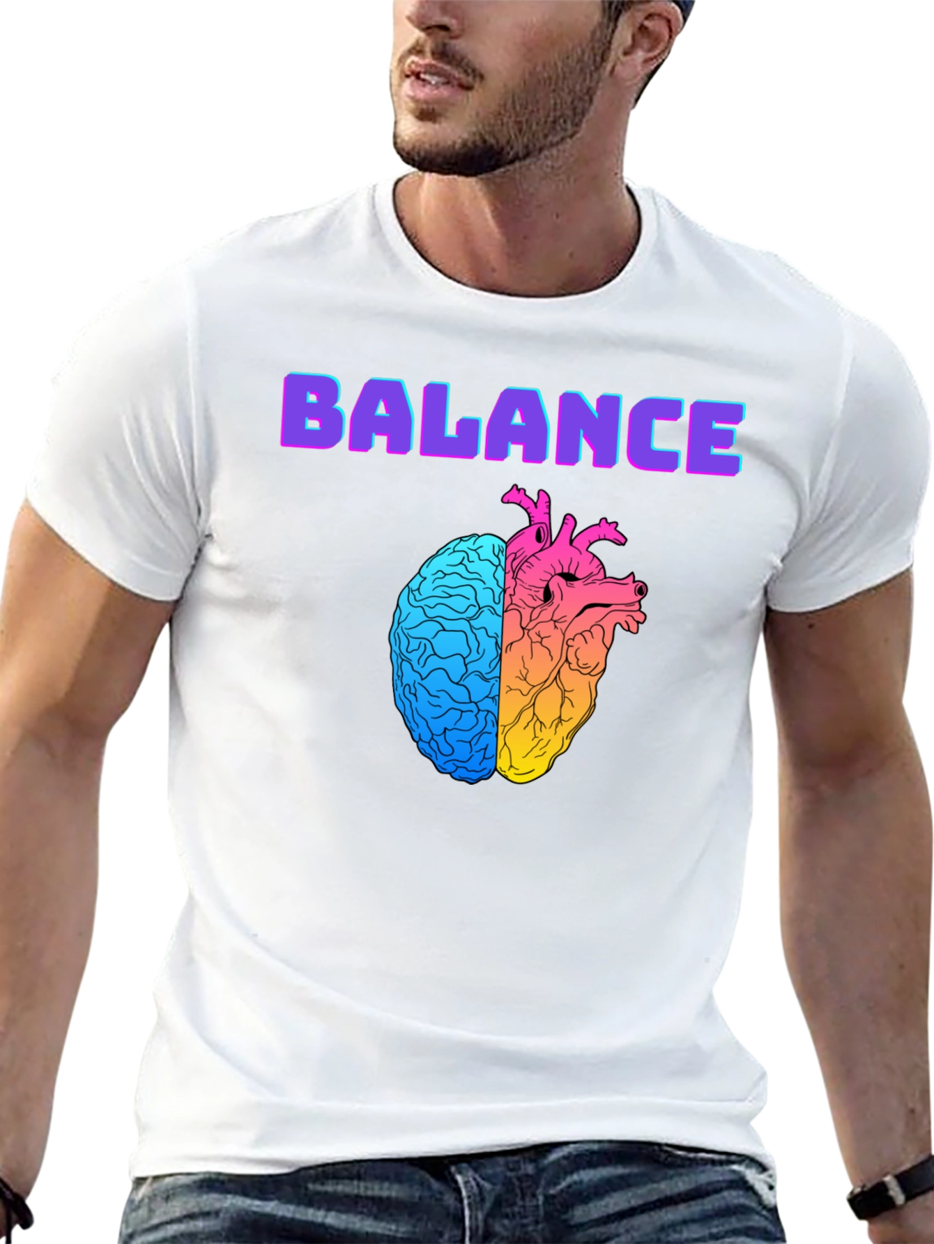 Balance Brain Heart Graphic T-Shirt