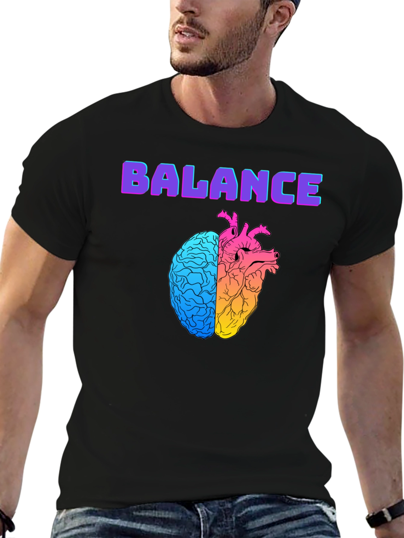 Balance Brain Heart Graphic T-Shirt