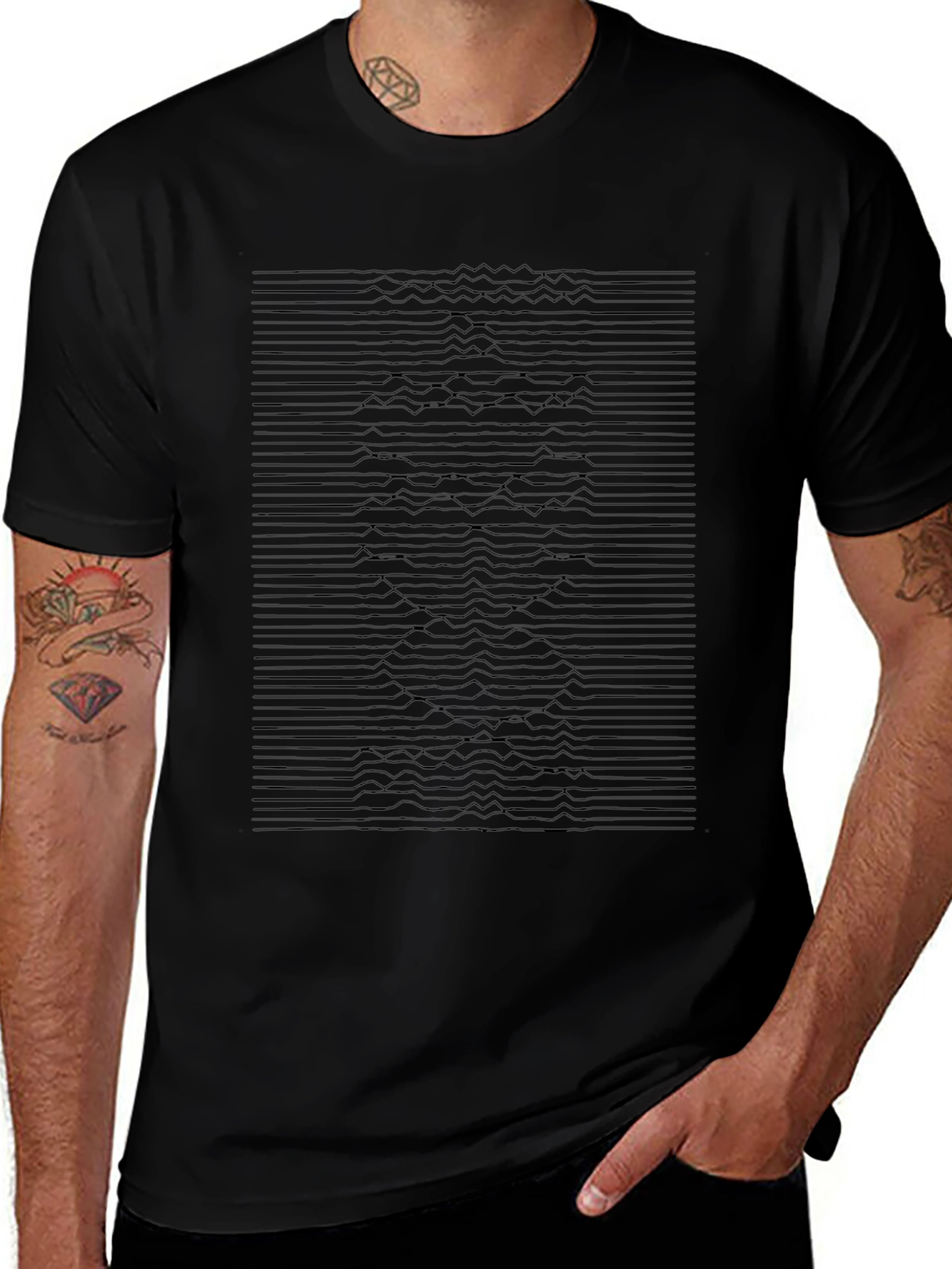 Abstract Line Graphic Black T-Shirt - Modern Design