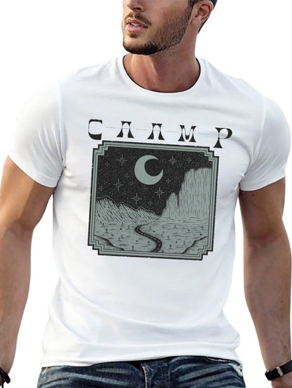 Mens Black Moonlit Desert Graphic T-Shirt