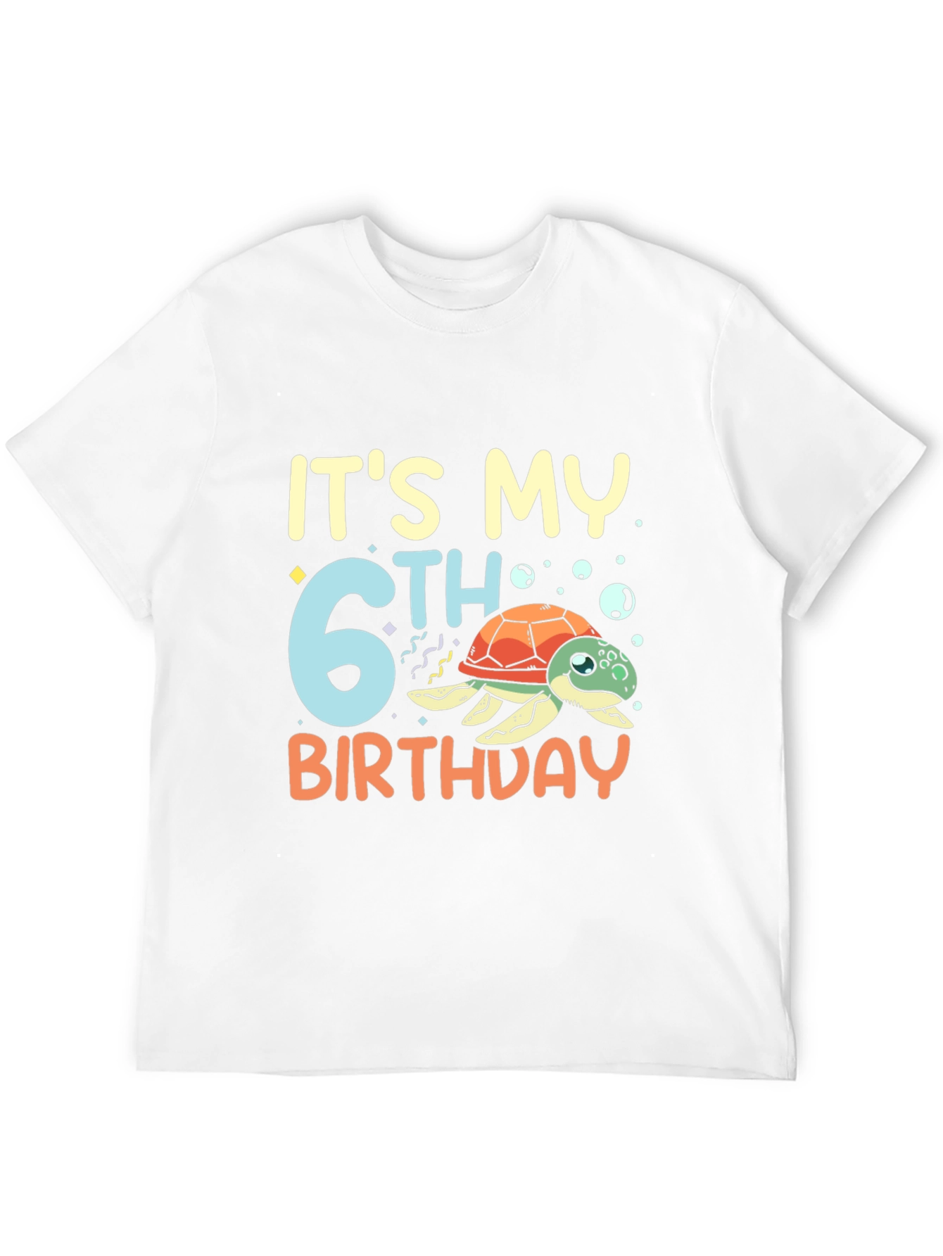 Its My 6th Birthday Turtle Black T-Shirt