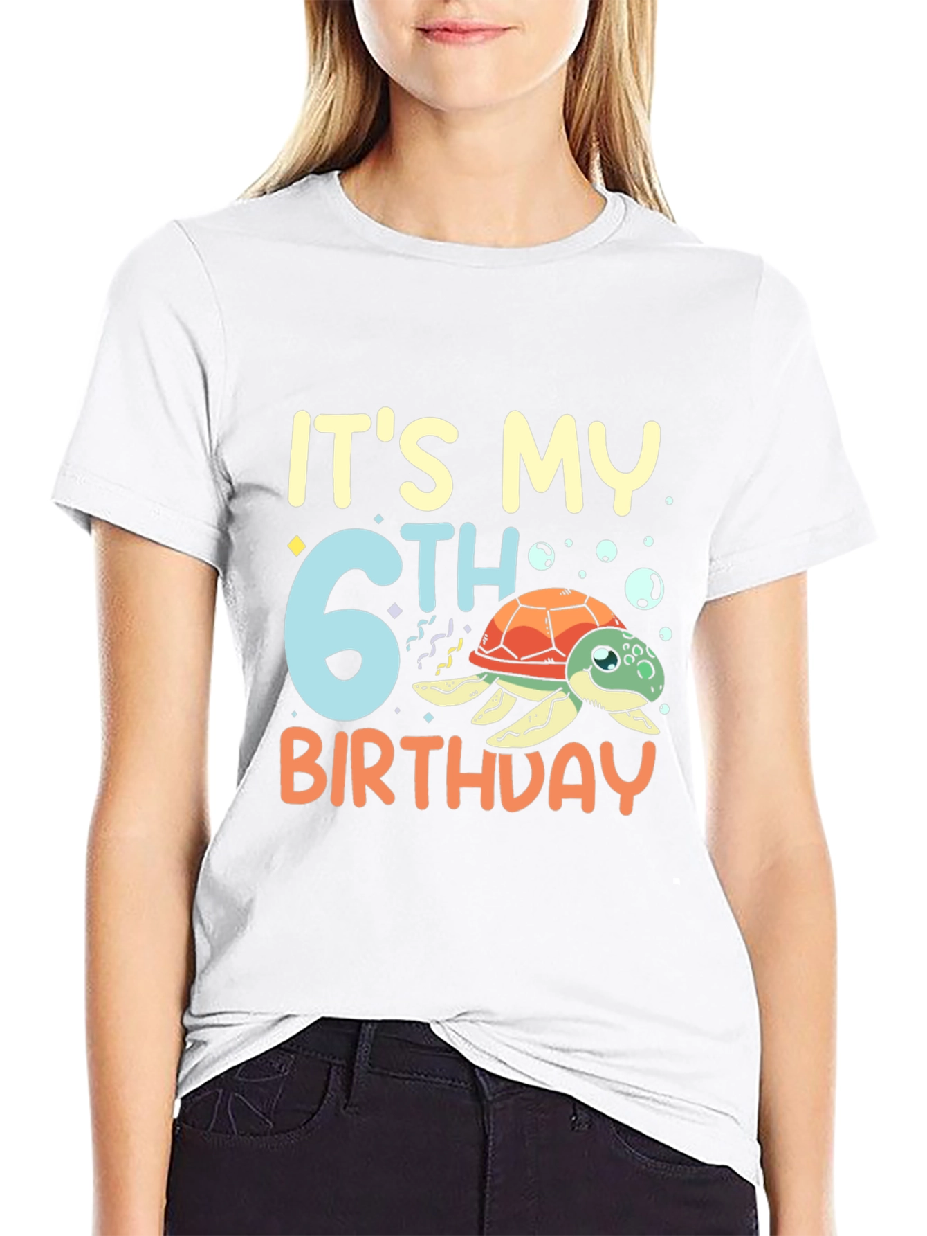 Its My 6th Birthday Turtle Black T-Shirt