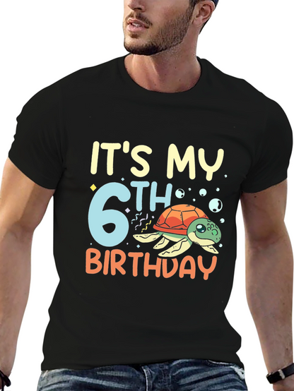 Its My 6th Birthday Turtle Black T-Shirt