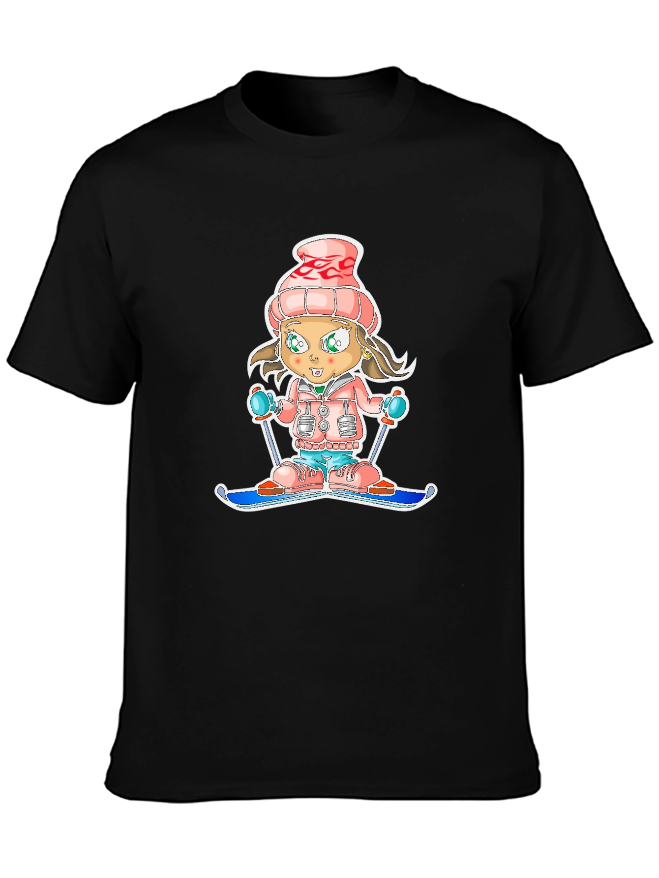 Cartoon Ski Girl T-Shirt