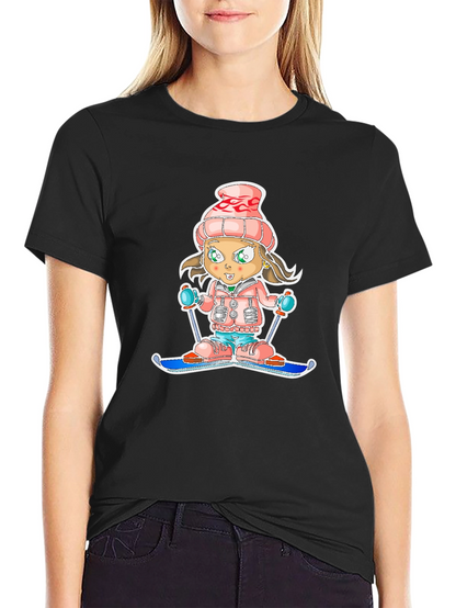 Cartoon Ski Girl T-Shirt