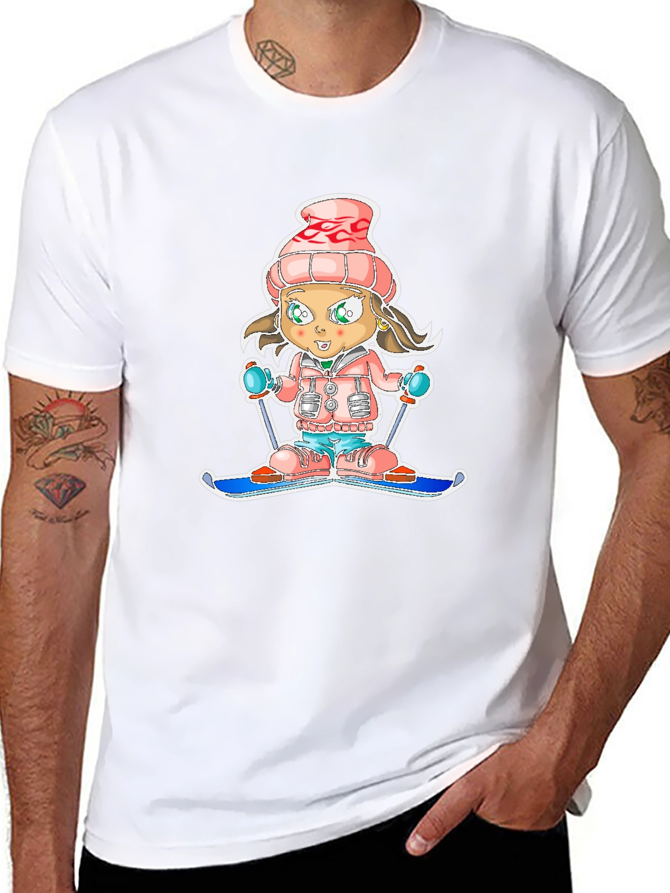 Cartoon Ski Girl T-Shirt