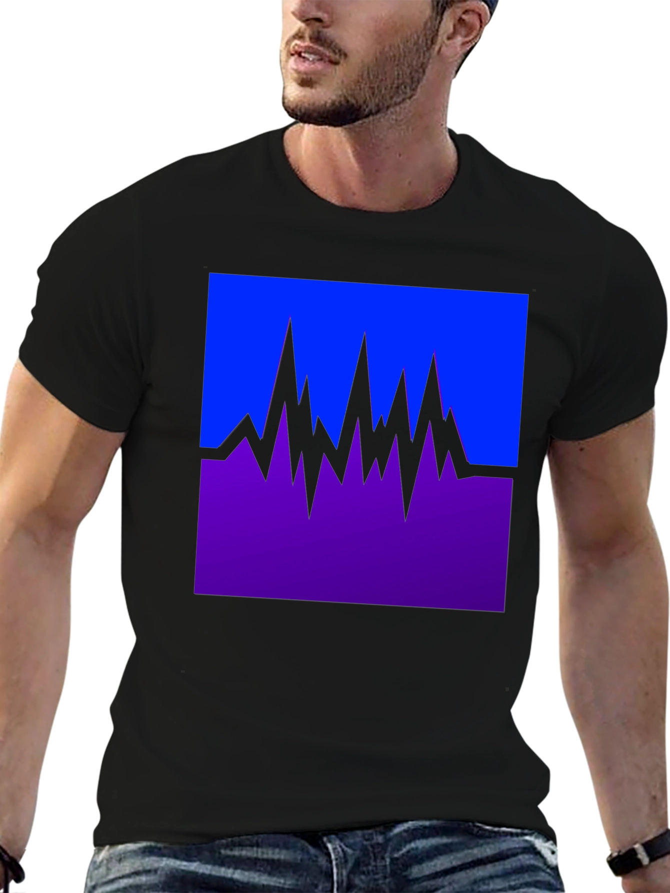 Abstract Mountain Graphic Tee - Black