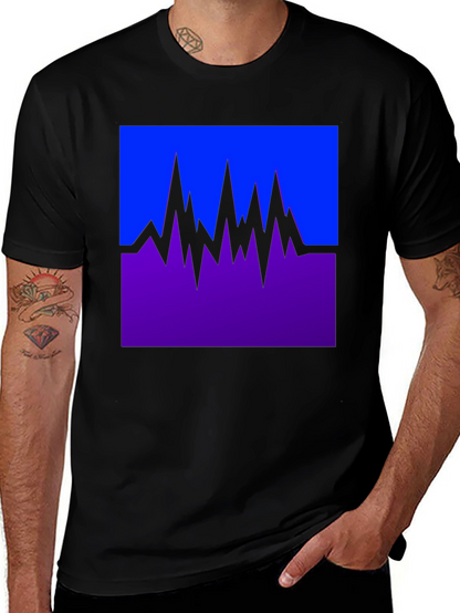 Abstract Mountain Graphic Tee - Black