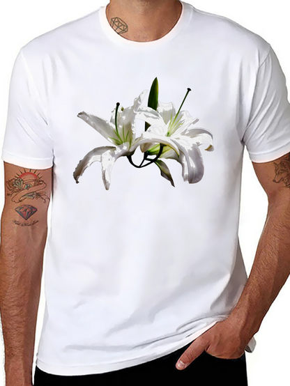 Floral Lily Graphic Tee - Stylish Black T-Shirt