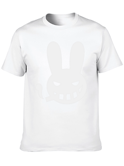 Mens Black T-Shirt - Smoking Rabbit Graphic Tee