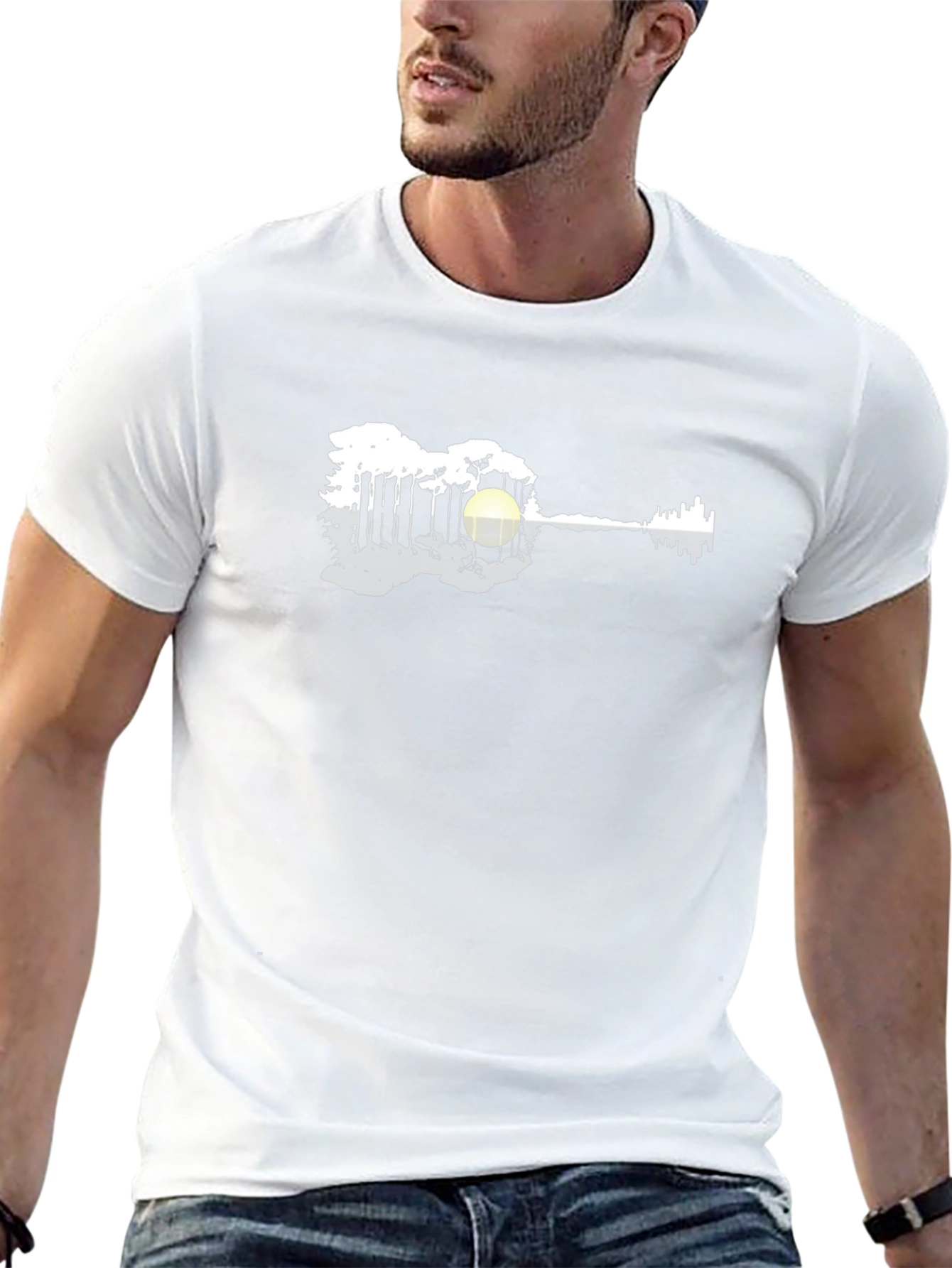 Guitar Landscape Graphic Tee - Black