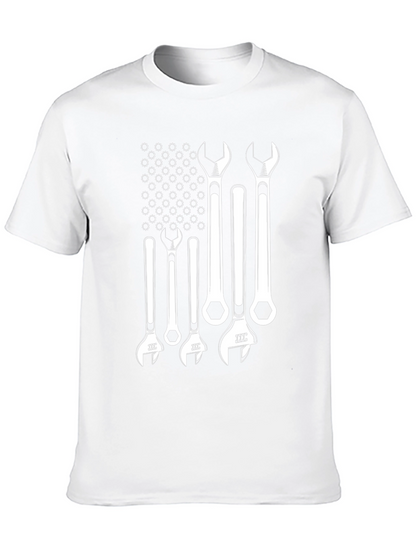 Mechanic Wrench American Flag Graphic Tee - Black