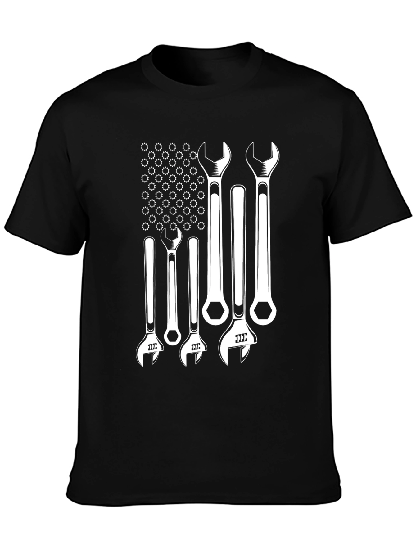 Mechanic Wrench American Flag Graphic Tee - Black