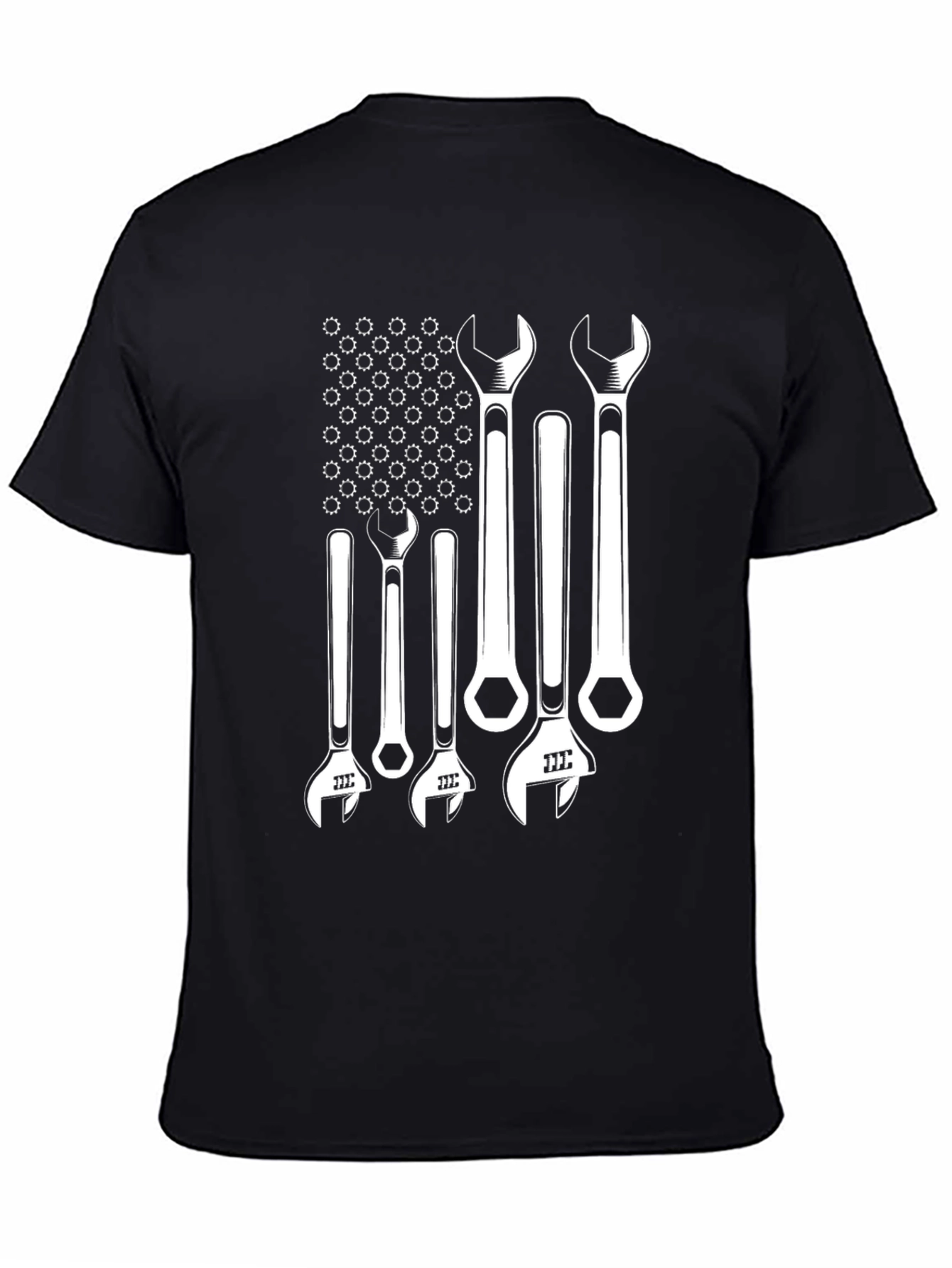 Mechanic Wrench American Flag Graphic Tee - Black