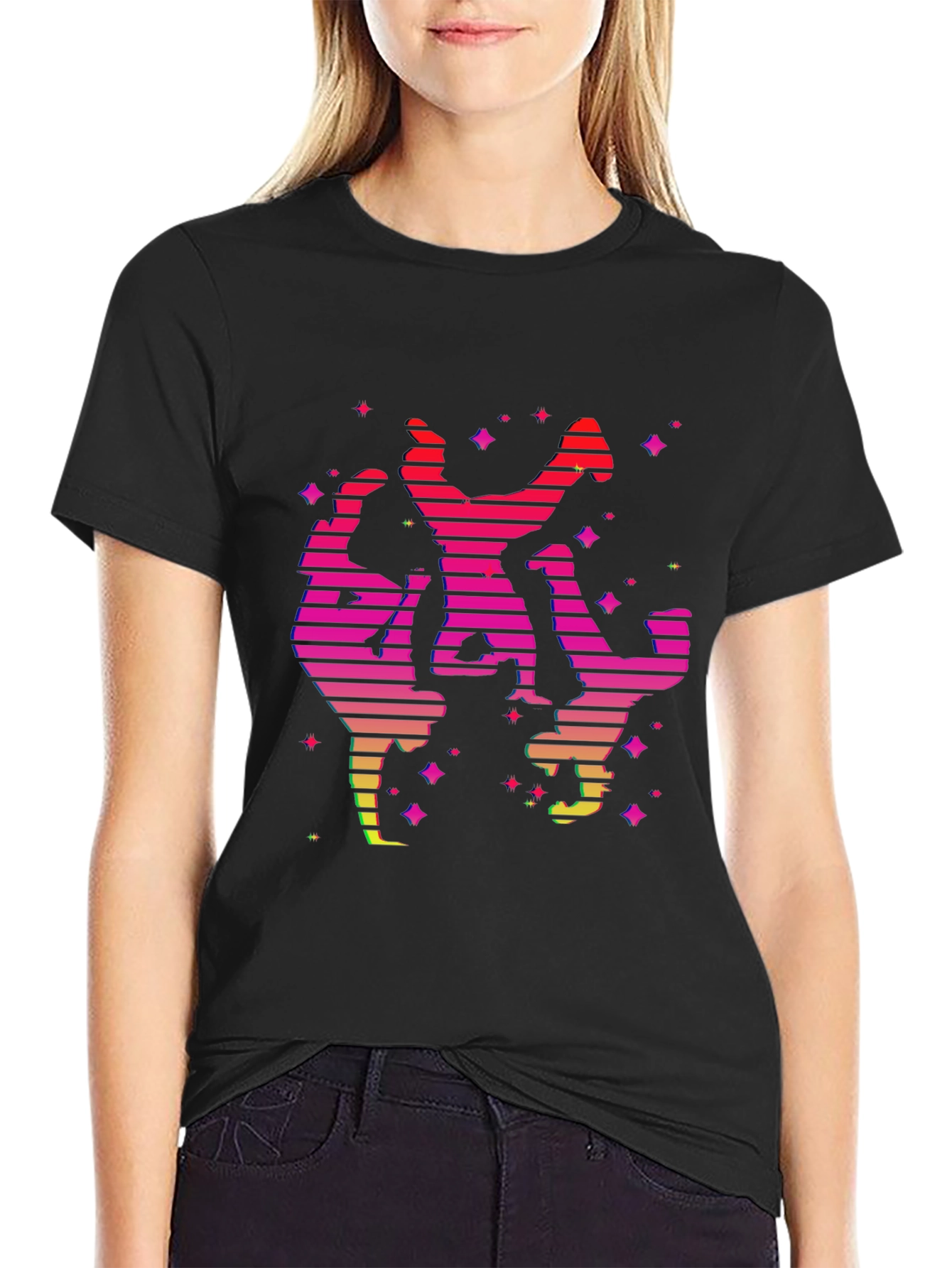 Retro Dancer Graphic Tee - Black