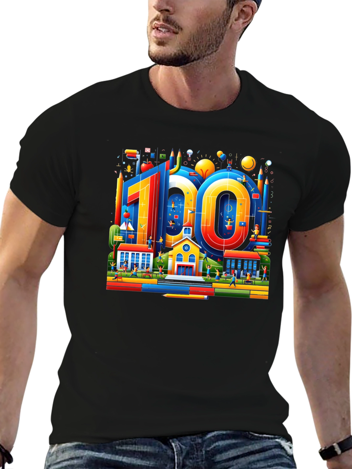 100 Days of School Black Graphic Tee
